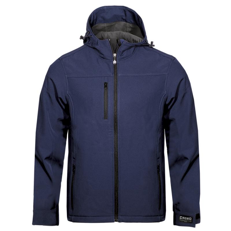 Μπλε σκούρο μπουφάν softshell Fageo 523 με κουκούλα και τσέπη στο στήθος