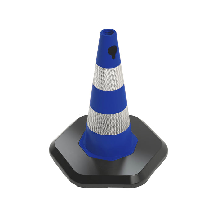 Κώνος ασφαλείας PVC 50 cm Μπλε χρώμα με μαύρη βάση