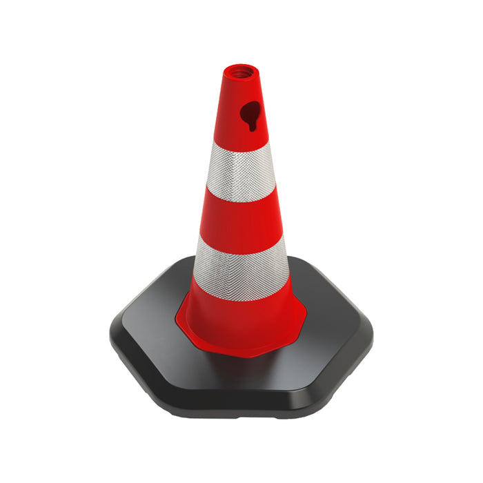 Κώνος ασφαλείας PVC 50 cm Κόκκινο χρώμα με μαύρη βάση