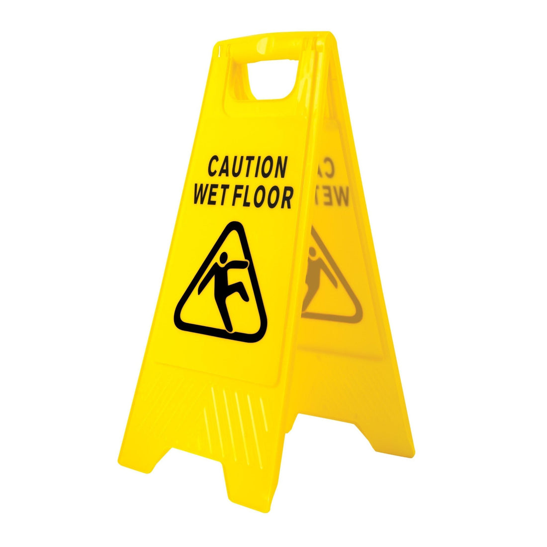 Κίτρινη πινακίδα δαπέδου Portwest HV20 με κείμενο CAUTION WET FLOOR και σύμβολο ανθρώπου που γλιστρά